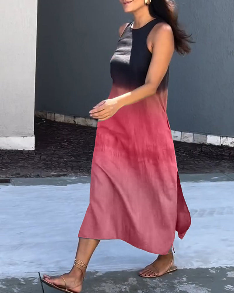 Anette | Sleeveless Ombre Dress with Round Neck