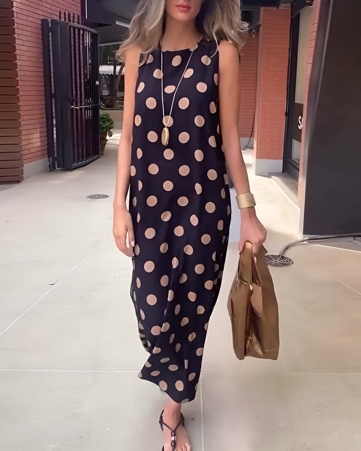 Roxane | Maxi dress with a slit and polka dots