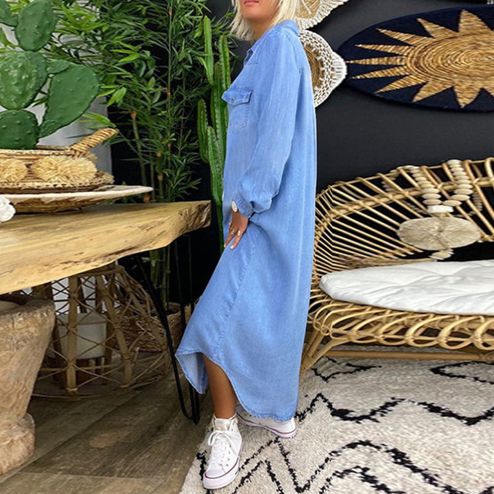 Leviana™ | Long Sleeve Denim Maxi Dress