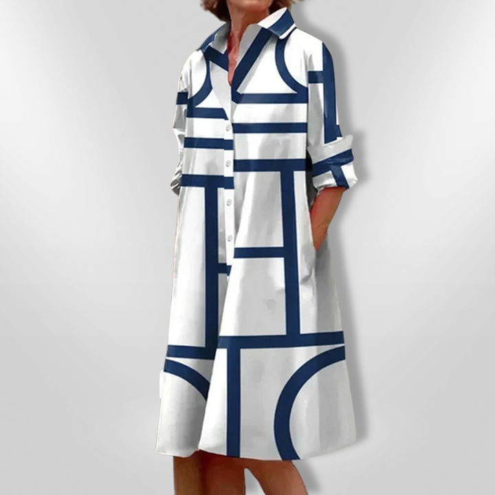 Leviana™ | Midi Dress with Geometric Pattern