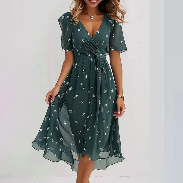 Leviana™ | Elegant Floral Midi Dress