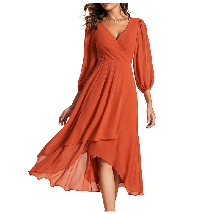 Leviana™ | Ruffled Dress with Asymmetrical Hem