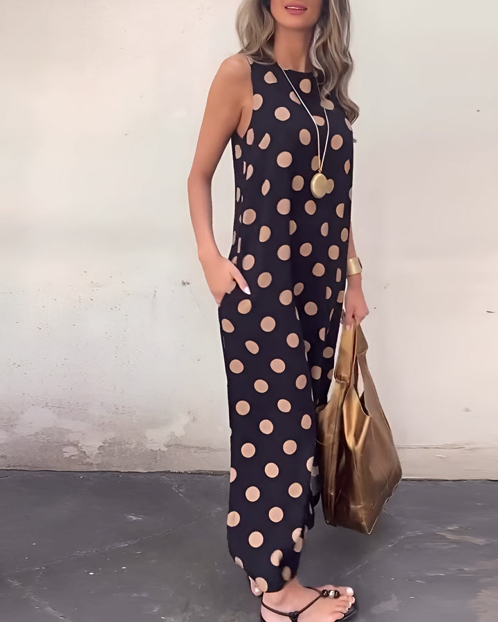 Roxane | Maxi dress with a slit and polka dots