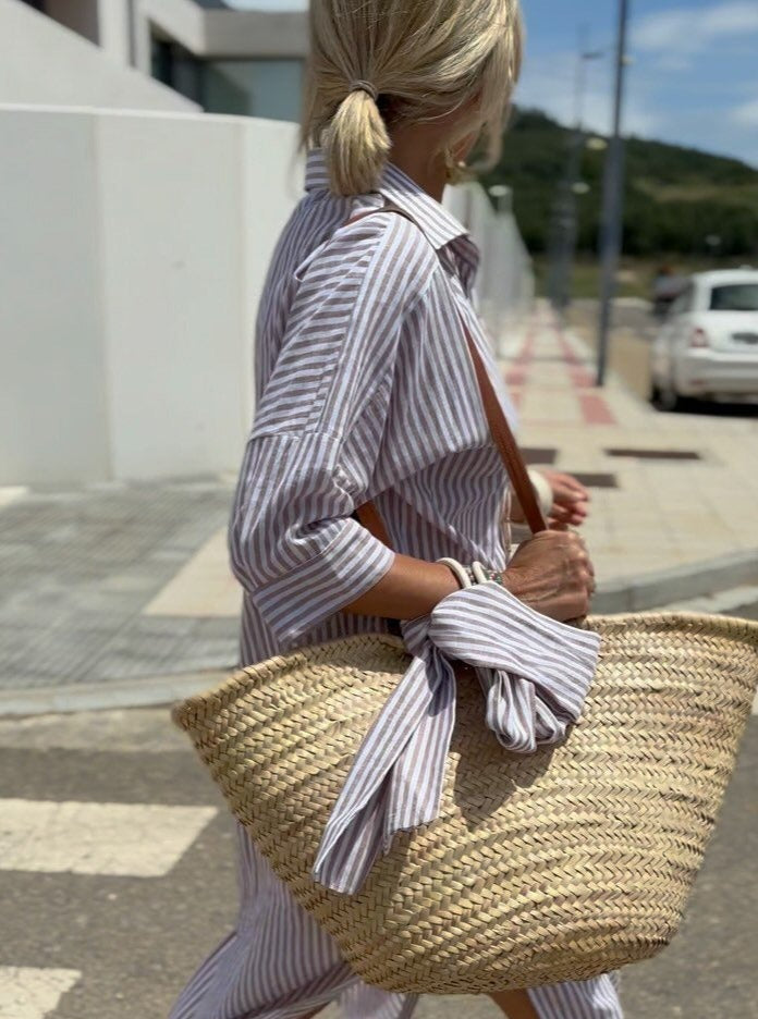 Leviana™ | Classic Stripe Shirt Dress
