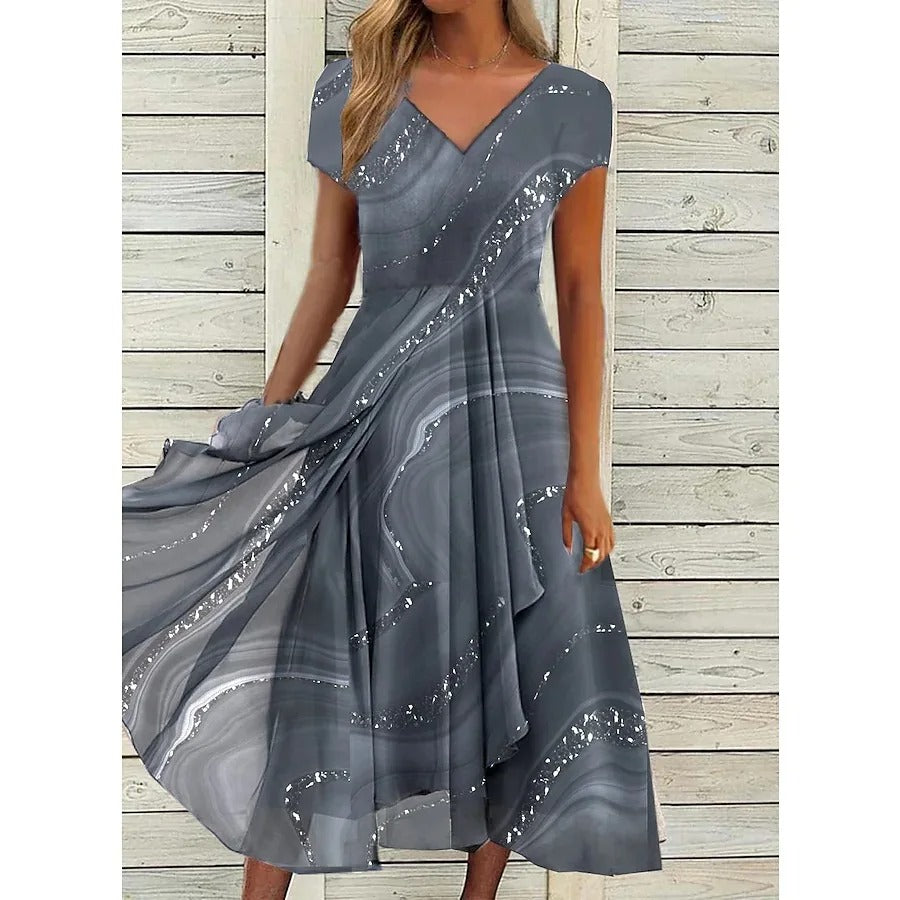 Isha – Elegant V-neck Midi Dress