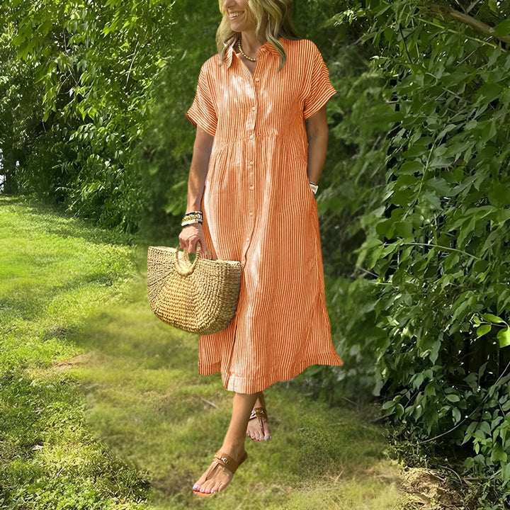 Florine Flattering Striped Shirtdress